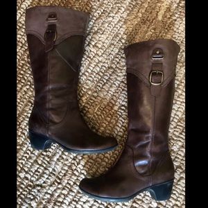 Brown leather boots